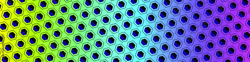 Poster technology hexagonal background. abstract black pattern of hexagons with gradient backlight. hi-tech
