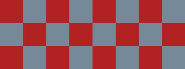 Checkerboard banner. Light Slate Grey and Firebrick colors of checkerboard. Big squares, big cells. Chessboard, checkerboard texture. Squares pattern. Background.