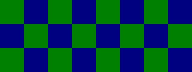 Checkerboard banner. Navy and Green colors of checkerboard. Big squares, big cells. Chessboard, checkerboard texture. Squares pattern. Background.