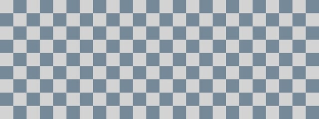 Checkerboard banner. Light Slate Grey and Light grey colors of checkerboard. Small squares, small cells. Chessboard, checkerboard texture. Squares pattern. Background.