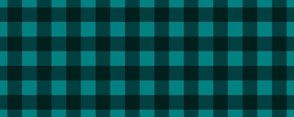 Banner, plaid pattern. Teal on Black color. Tablecloth pattern. Texture. Seamless classic pattern background.