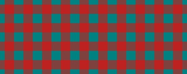 Fototapeta premium Banner, plaid pattern. Teal on Red color. Tablecloth pattern. Texture. Seamless classic pattern background.