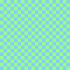 Two color checkerboard. Sky blue and Pale Green colors of checkerboard. Chessboard, checkerboard texture. Squares pattern. Background.
