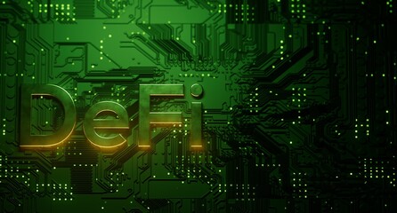 DeFi -Decentralized Finance blockchain financial technology banking system	
