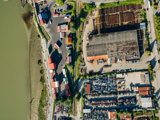 Stock Aerial Photo of Industry on the Fraser River Burnaby BC, Canada