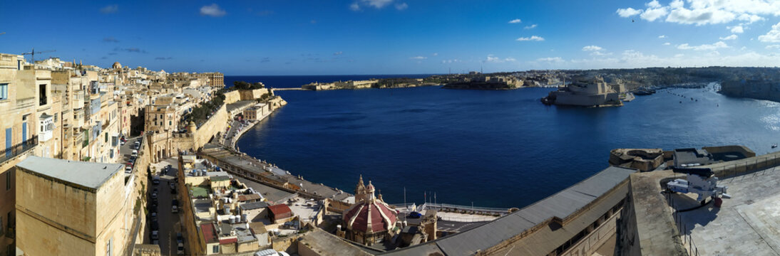 View On Valletta Coastline And Grand Harbour In Malta