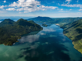 Fototapeta na wymiar Stock Aerial Photo of Port Mellon Howe Sound Sunshine Coast BC , Canada