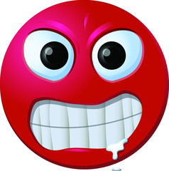 Red mad emoji with saliva in mouth vector