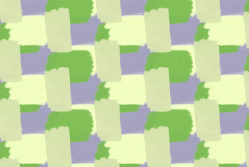 北欧風の緑と黄色とグレーの絵筆タッチの壁紙
