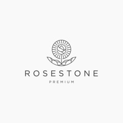 Rose stone logo icon design template