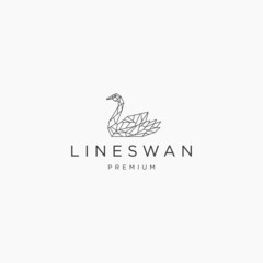 Swan geometric line art logo icon design template