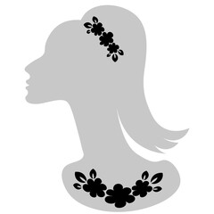 an elegant female head in profile with jewelry - a banner for advertising jewelry or a postcard. Design element