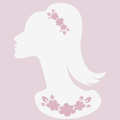 an elegant female head in profile with jewelry - a banner for advertising jewelry or a postcard. Design element