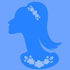 an elegant female head in profile with jewelry - a banner for advertising jewelry or a postcard. Design element