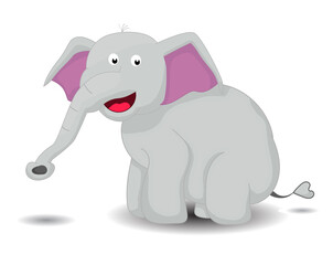 cute cartoon elephant sitting isolated white background