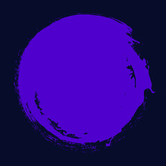 Violet grungy post stamp. Distress textures. Doodle style design elements for frames, badges, labels and emblems. Grunge round brush strokes. Ink blots