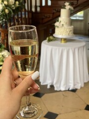 wedding champagne and cake