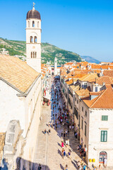 DUBROVNIK, CROATIA, AUGUST 13 2019: People walking in the ancient historic center
