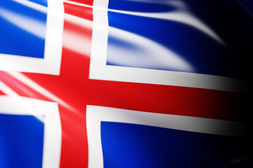 Obraz premium 3D illustration of the national waving flag of Iceland. Country symbol.