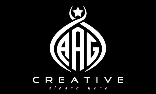 AAG three letters monogram curved oval initial logo design, geometric minimalist modern business shape creative logo, vector template