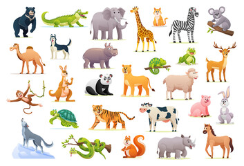 Set of cute wild animals in cartoon style © YG Studio