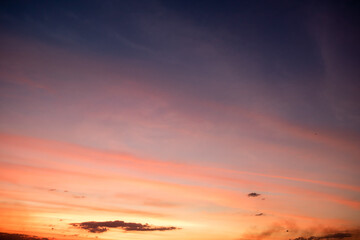 Panoramic view of sunset golden and blue sky nature background.
