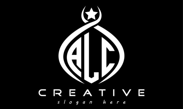 ALC three letters monogram curved oval initial logo design, geometric minimalist modern business shape creative logo, vector template