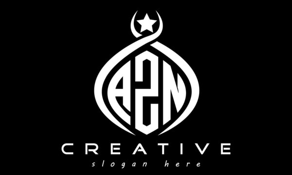 AZM three letters monogram curved oval initial logo design, geometric minimalist modern business shape creative logo, vector template