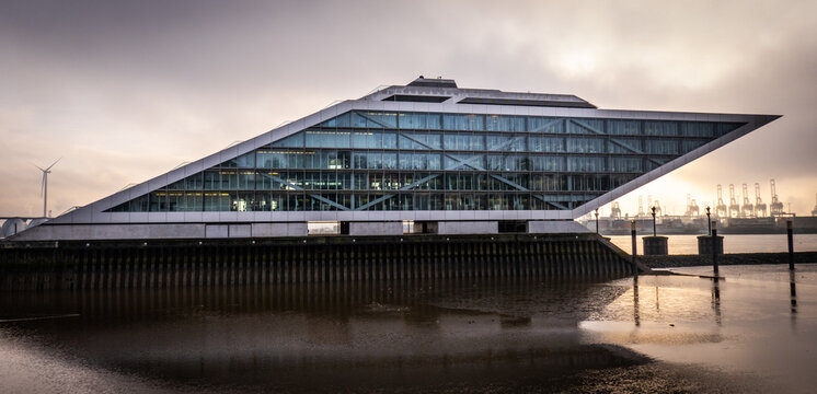 Modern Dockland office building in Hamburg - HAMBURG, GERMANY - DECEMBER 21, 2021