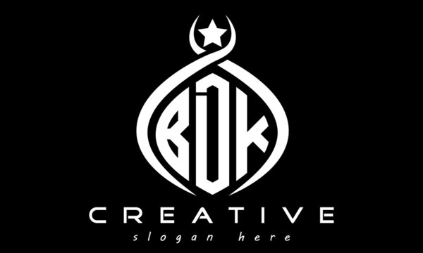 BDK three letters monogram curved oval initial logo design, geometric minimalist modern business shape creative logo, vector template
