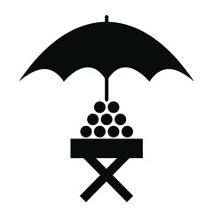 shopping, markets,fruit stand with parasol, black vector icon © janista