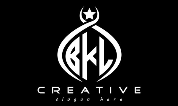 monogram curved oval initial BKL three letters logo design, geometric monogram minimalist modern business shape creative logo, vector template