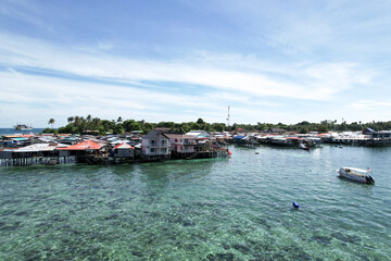 Aerial view of Island . Pulau Mabul is a beautiful small Island located on the East Coast of Sabah