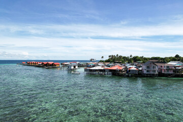 Aerial view of Island . Pulau Mabul is a beautiful small Island located on the East Coast of Sabah
