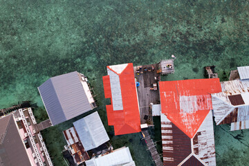 Aerial view of Pulau Mabul. Mabul is a beautiful small Island located on the East Coast of Sabah