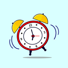 red alarm vector, red clock vector, red alarm clock vector icon logo design illustration flat wallpaper