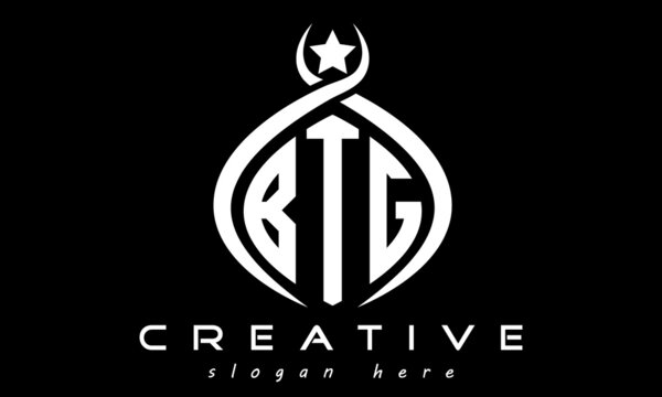 monogram curved oval initial btg three letters logo design, geometric monogram minimalist modern business shape creative logo, vector template