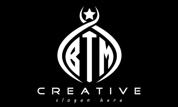 monogram curved oval initial btm three letters logo design, geometric monogram minimalist modern business shape creative logo, vector template