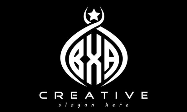 monogram curved oval initial bxa three letters  logo design, geometric monogram minimalist modern business shape creative logo, vector template