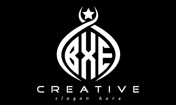 monogram curved oval initial bxe three letters  logo design, geometric monogram minimalist modern business shape creative logo, vector template