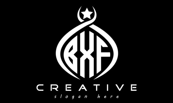 monogram curved oval initial bxf three letters  logo design, geometric monogram minimalist modern business shape creative logo, vector template