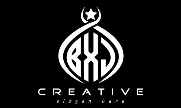 monogram curved oval initial bxj three letters  logo design, geometric monogram minimalist modern business shape creative logo, vector template