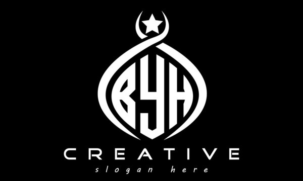 monogram curved oval initial byh three letters  logo design, geometric monogram minimalist modern business shape creative logo, vector template