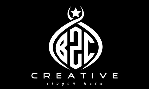 monogram curved oval initial bzc three letters  logo design, geometric monogram minimalist modern business shape creative logo, vector template