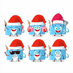Santa Claus emoticons with blue pencil case cartoon character