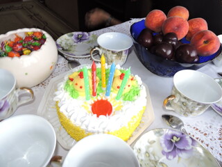 easter cake with eggs and flowers