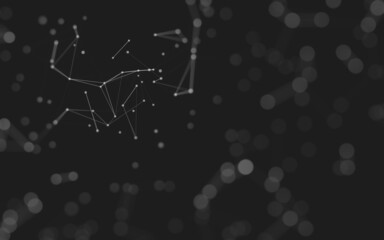 Abstract background. Molecules technology with polygonal shapes, connecting dots and lines. Connection structure. Big data visualization.