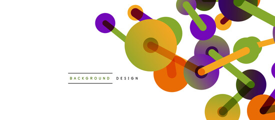 Abstract background. Round dots connected by lines. Trendy techno business template for wallpaper, banner, background or landing