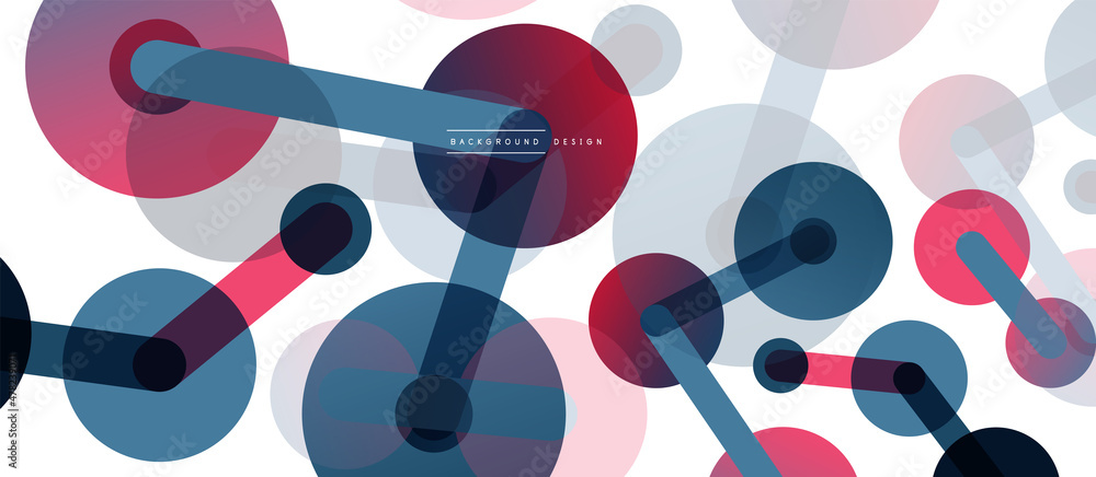 Poster line points connections geometric abstract background. circles connected by lines. trendy techno bus