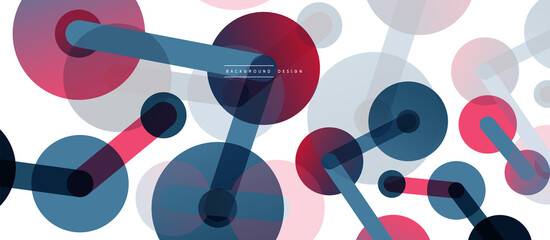 Line points connections geometric abstract background. Circles connected by lines. Trendy techno business template for wallpaper, banner, background or landing